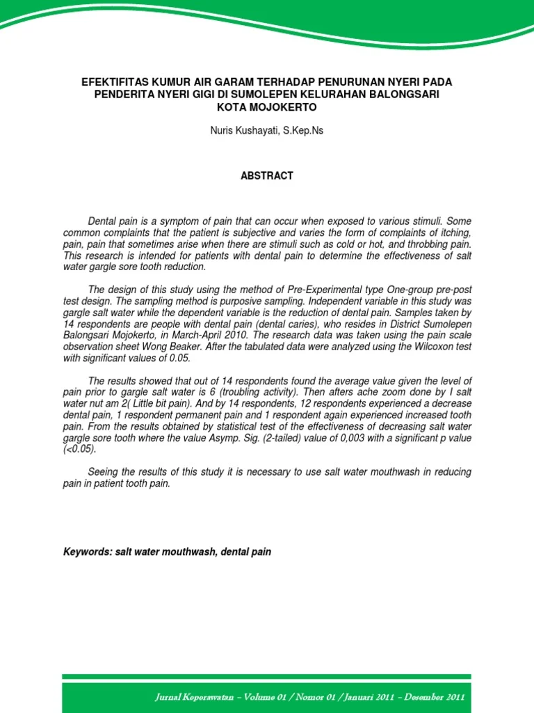 Adoc - Tips - Efektifitas Kumur Air Garam Terhadap Penurunan Nye | PDF