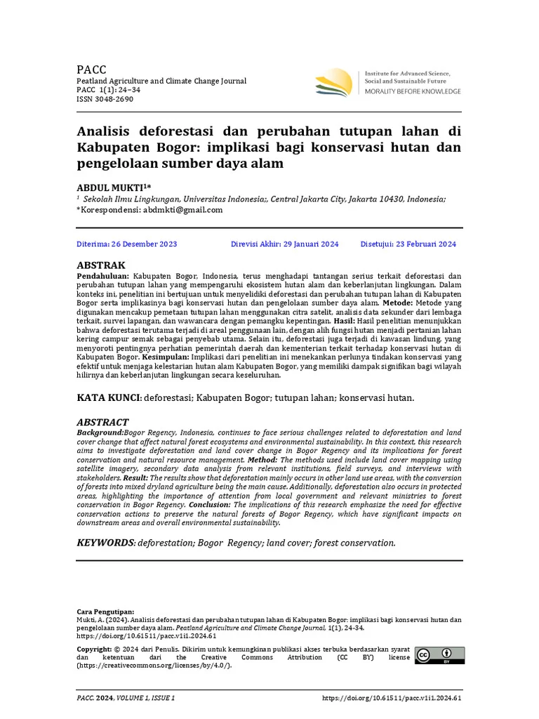 Analisis Deforestasi Dan Perubahan Tutupan Lahan Di Kabupaten Bogor