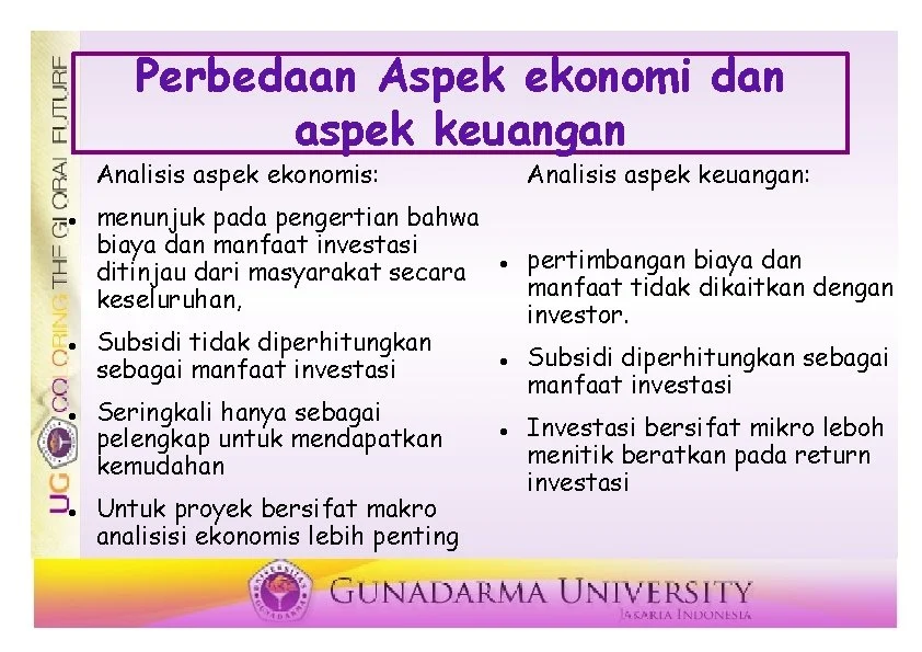 ASPEK EKONOMI Perbedaan Aspek ekonomi dan aspek keuangan