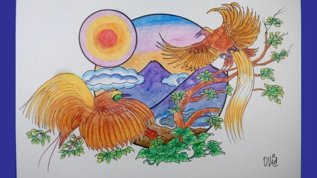 Cara Mudah Menggambar Burung Cendrawasih Dengan Water Color Pencils
