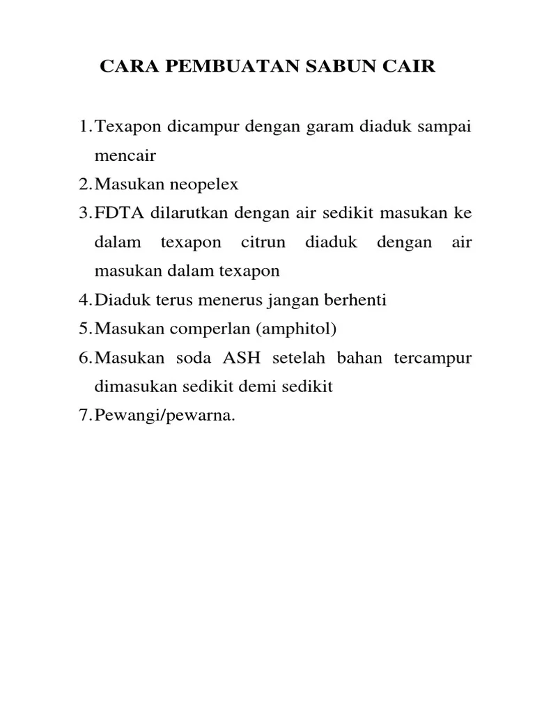 Cara Pembuatan Sabun Cair | PDF