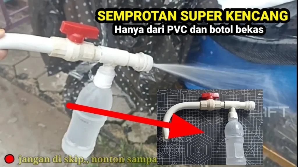 Ide kreatif membuat semprotan air dari pipa PVC/ paralon dan botol