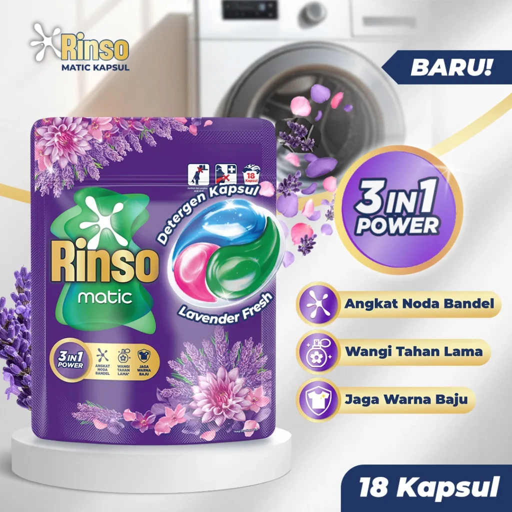 Jual [BARU!] Rinso Kapsul Lavender Fresh Deterjen Cair Matic isi 18