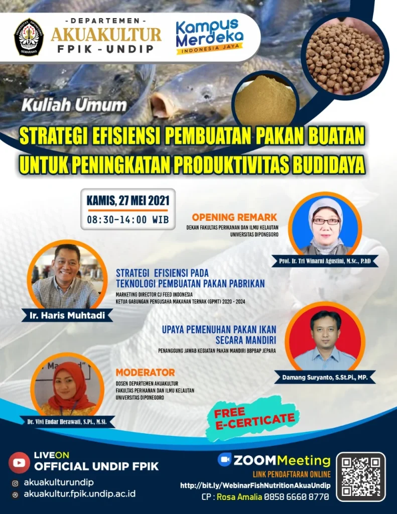 Kuliah Umum | Strategi Efisiensi Pembuatan Pakan Buatan Untuk