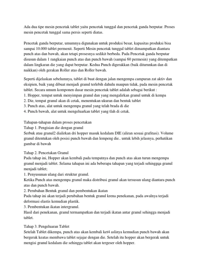 Langkah-Langkah Pembuatan Tablet Dengan Metode Kempa Langsung | PDF