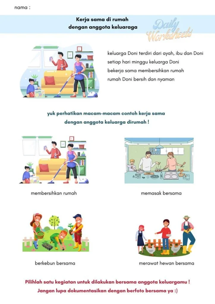Materi Kerjasama dengan Anggota Keluarga | Pendidikan, Buku prasekolah