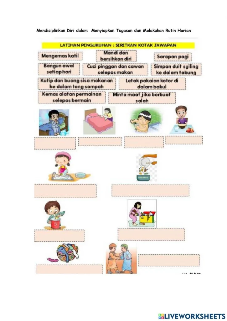 Mendisiplimkan diri dalam menyiapkan tugasan dan melakukan rutin harian