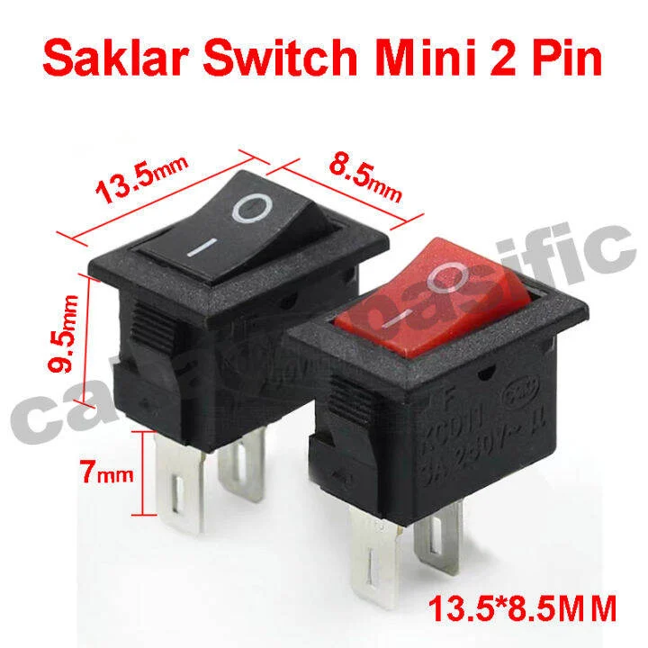 Paket Saklar Switch Mini 2 Pin On Off Hitam Pasokan jenis kapal beralih