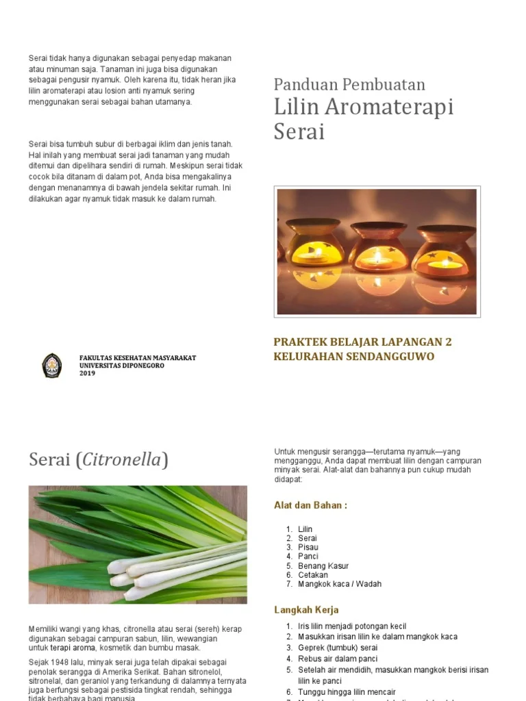 Panduan Pembuatan Lilin Aromaterapi Serai | PDF | Griya & Taman