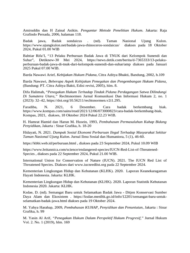 Penegakan Hukum Perburuan Badak Jawa | PDF