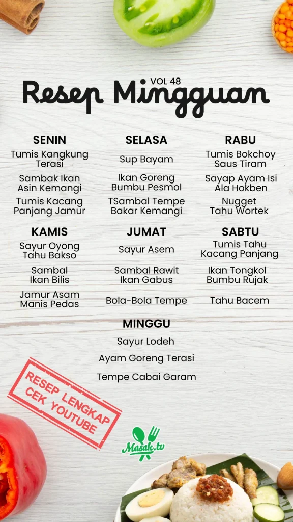 Resep Mingguan 48 - Menu Makanan Sehat Mudah