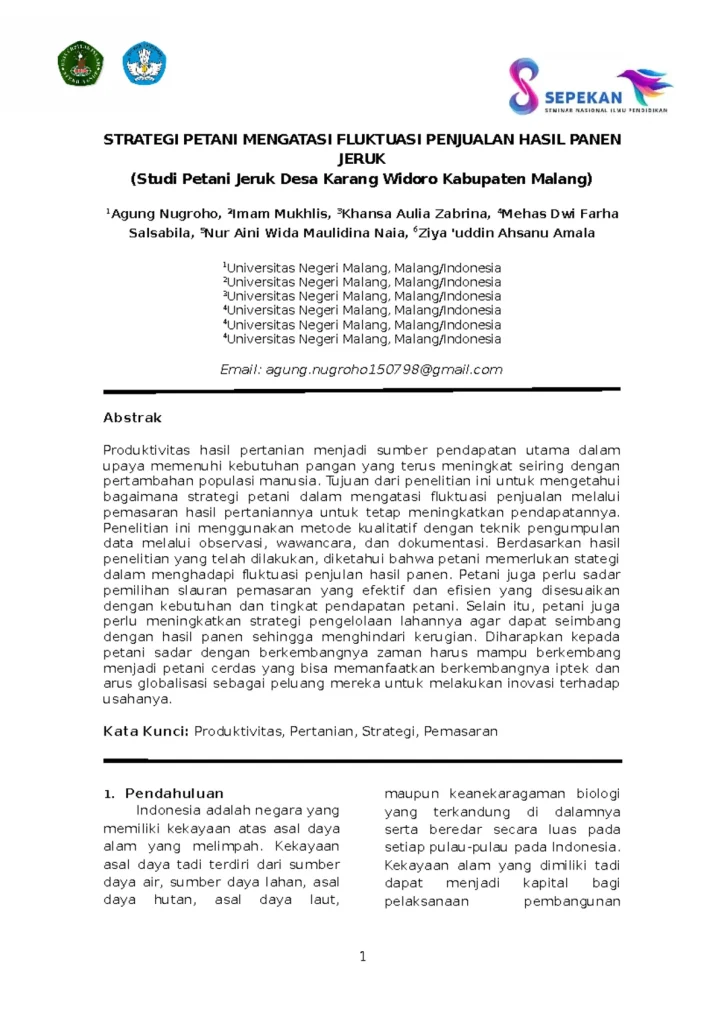 Strategi Petani Mengatasi Fluktuasi Penjualan Hasil Panen Jeruk