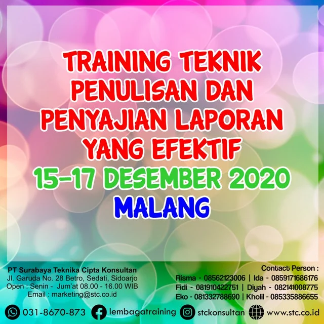 Training Teknik Penulisan Dan Penyajian Laporan Yang Efektif 15-17