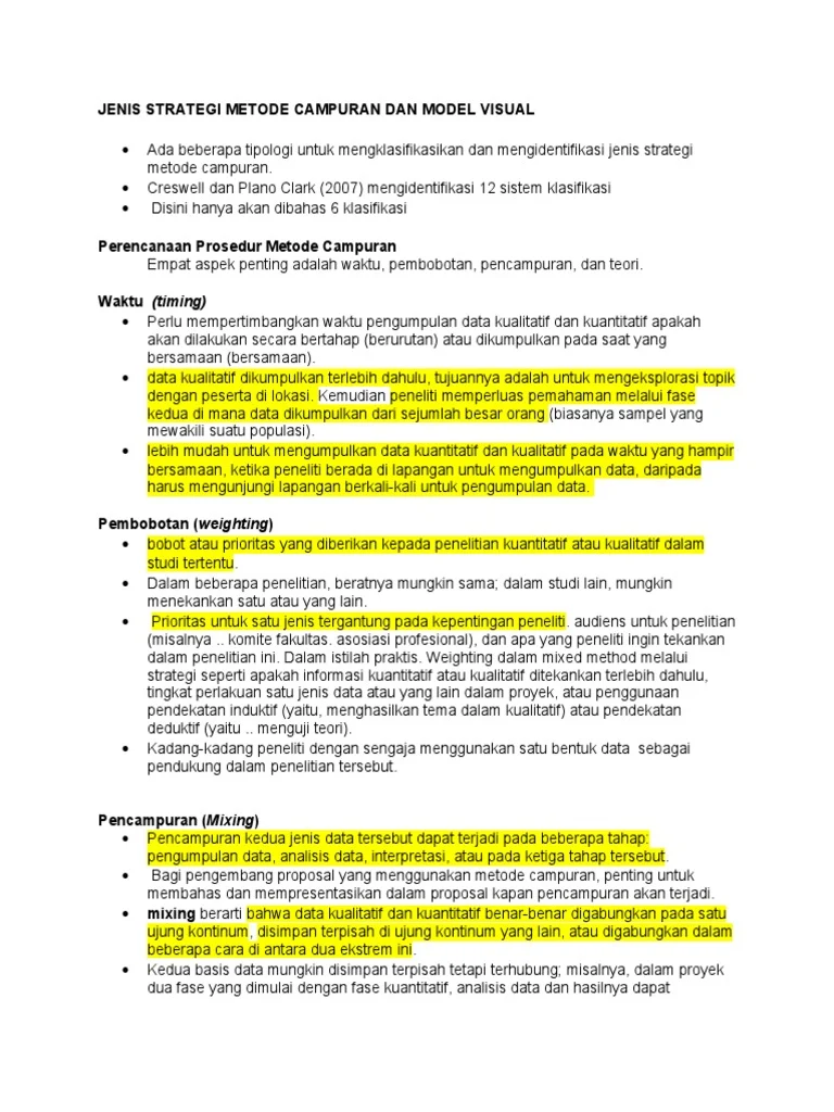 Jenis Strategi Metode Campuran Dan Model Visual 1 | PDF