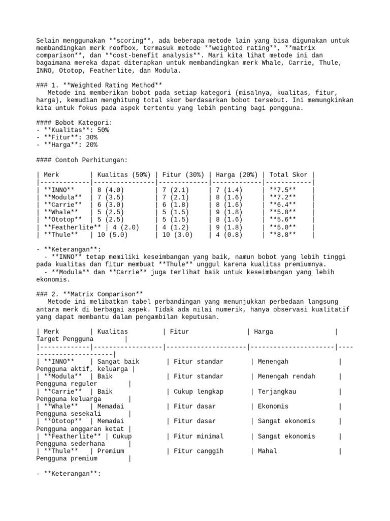 Metode Lain Perbandingan RoofBox | PDF