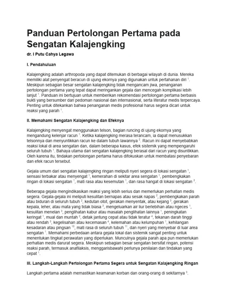 Panduan Pertolongan Pertama Sengatan Kalajengking | PDF