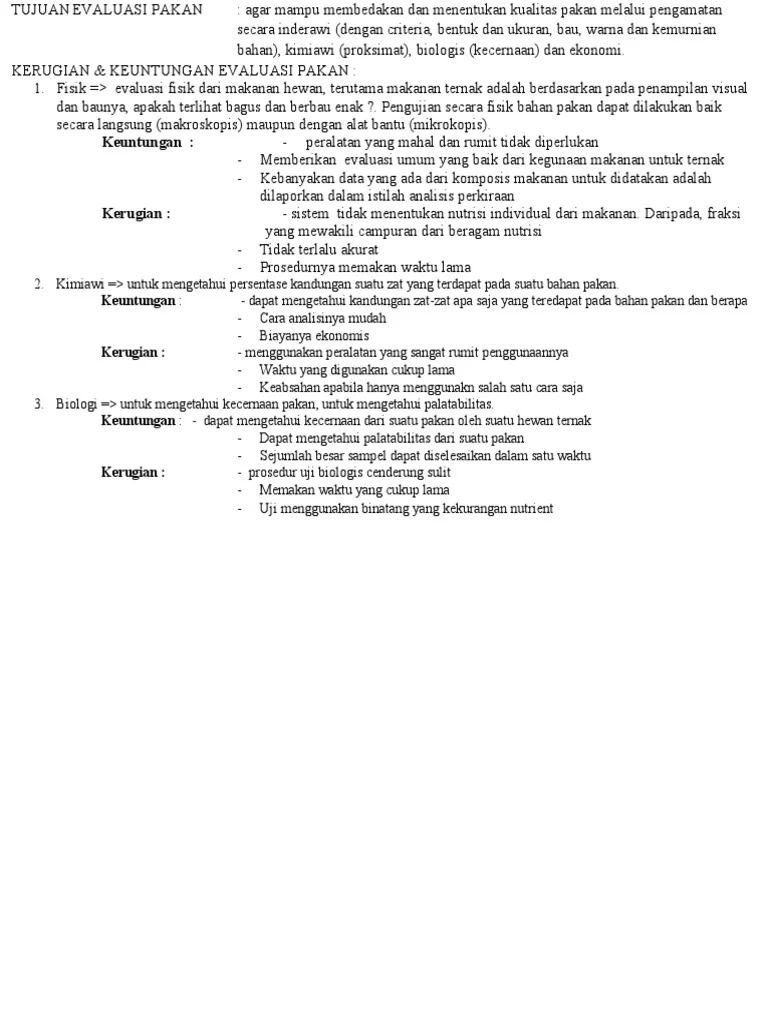 Tujuan Evaluasi Pakan | PDF | Kesehatan Holistik